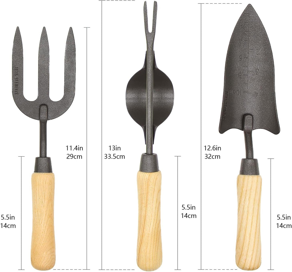 Japanese Gardening Tools Set, 6 Pcs Garden Tools Set, Black Painted Stainless Steel Heavy Duty Gardening Tools Kit