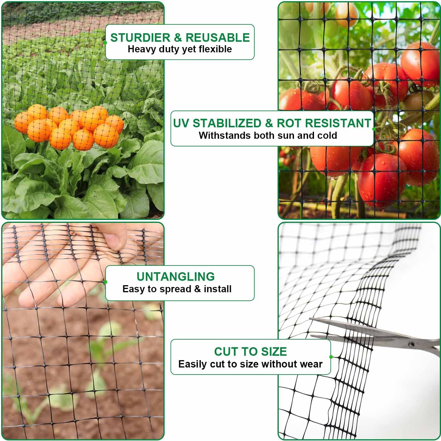 Mklsit Deer Netting Fence, 8ftx100ft Garden Netting Heavy Duty Bird Netting | UV Resistant, Garden Fruit Trees