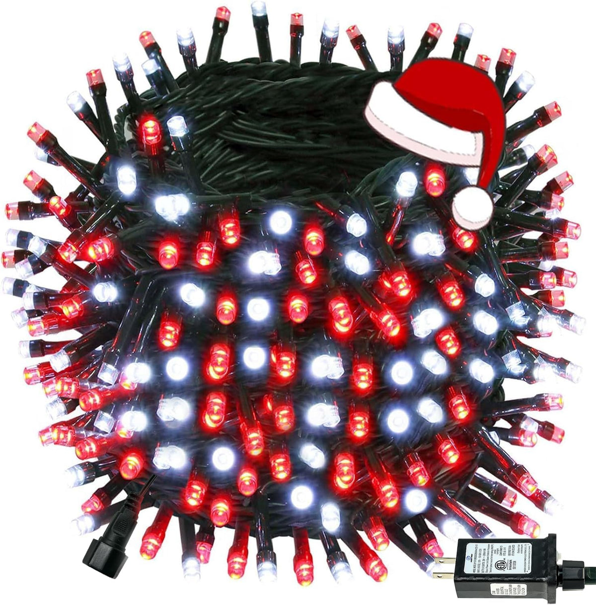 Connectable 88Ft 240LED Christmas String Lights Outdoor Indoor, Red&White