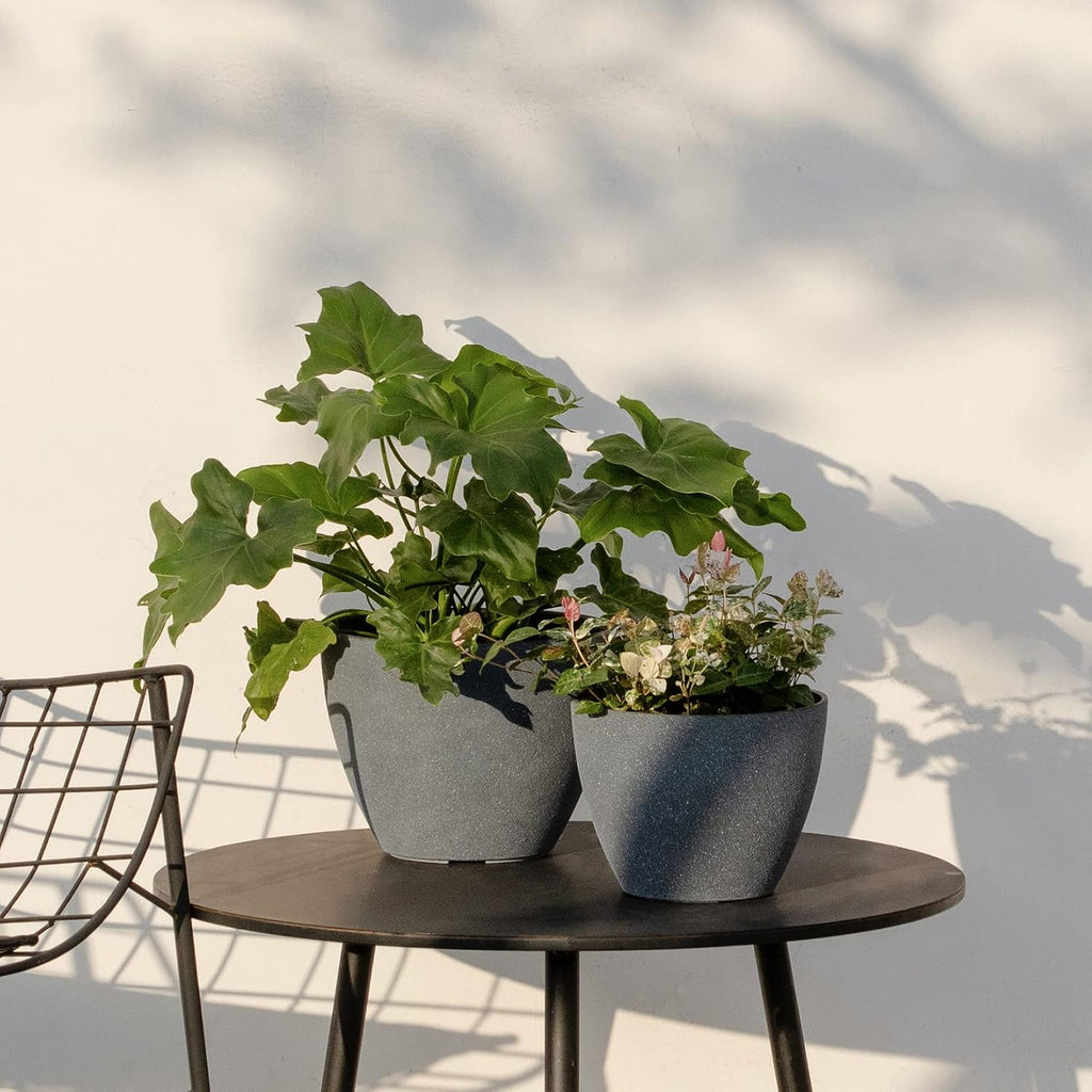 LA JOLIE MUSE Planter Pots, Indoor Outdoor Flower Pot, 8.6+7.5 Inch 2 Pack | Decorative Planter Pot with Drainage Holes