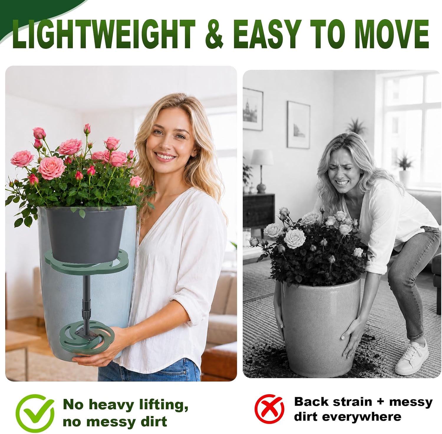 2 Pack Plant Risers for Inside Pots, 12-21" Adjustable Height Plant Riser | Plastic Planter Inserts for Large Tall