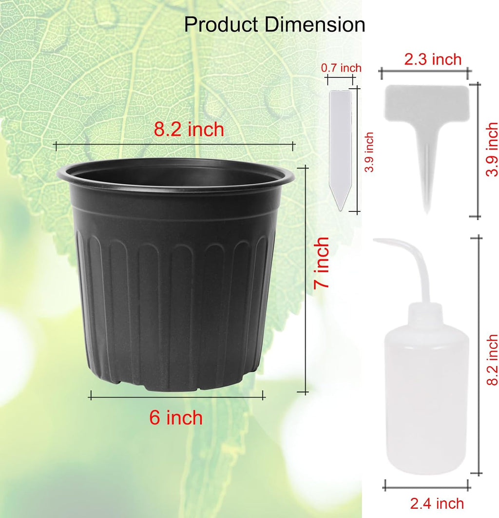 60-Pack 2 Gallon Flexible Plastic Plant Pots with 50Pcs Plant Labels,Thickened Soft Seed Starting Container for Indoor