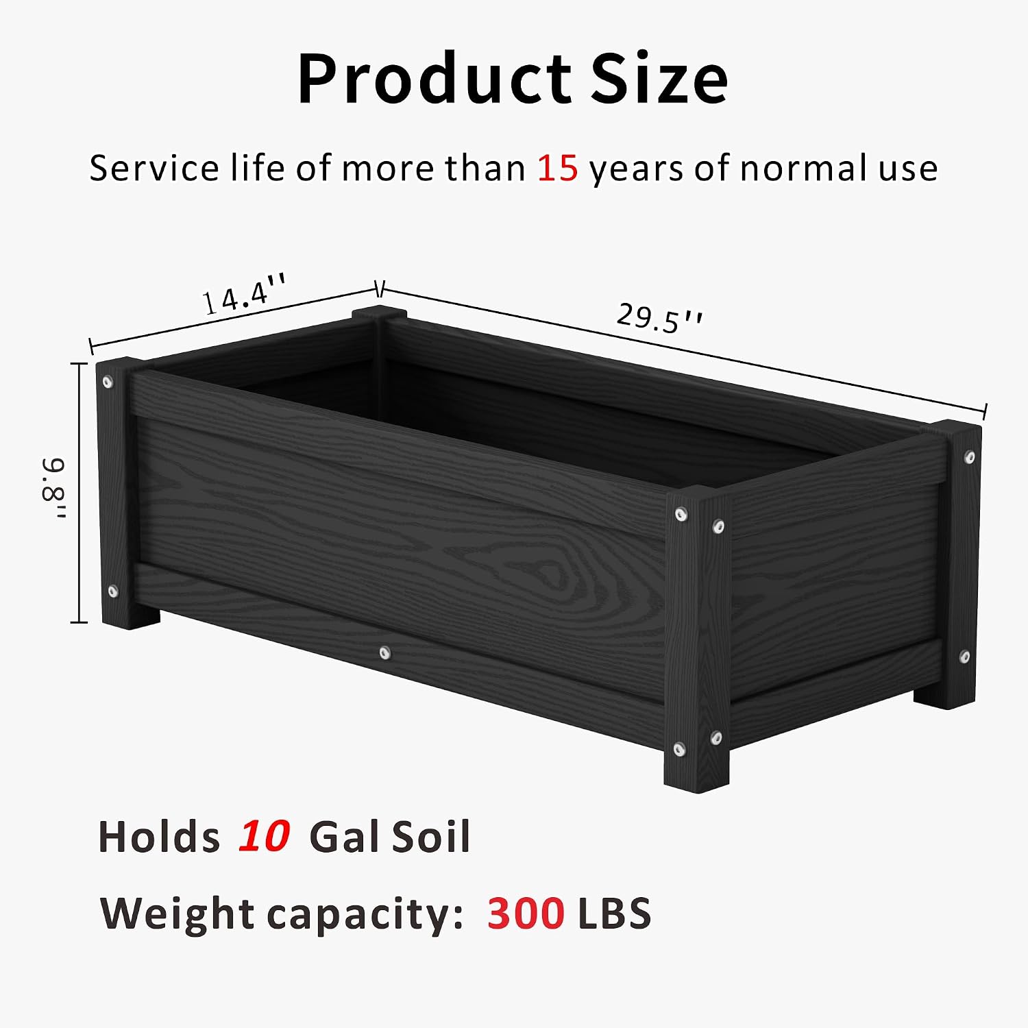 HDPE Raised Planter Box Outdoor,Rot-Resistant and Non-Cracking,Small Raised Beds for Gardening 29.5 * 14.4 * 9.8 in for