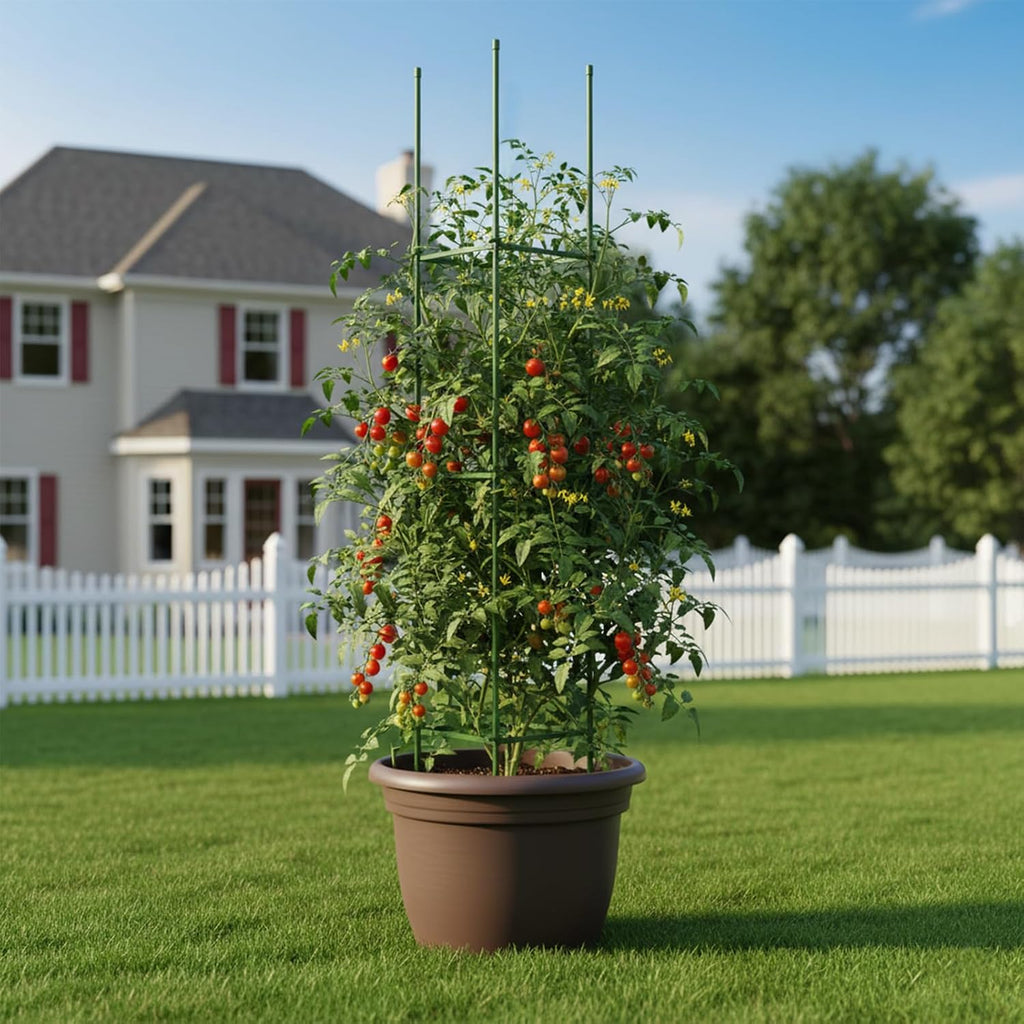 G-LEAF 6 Pack 5ft Tomato Cage for Garden Plant Support, Garden Stakes Tomato Cage, Tomato Cages Plant Stakes for