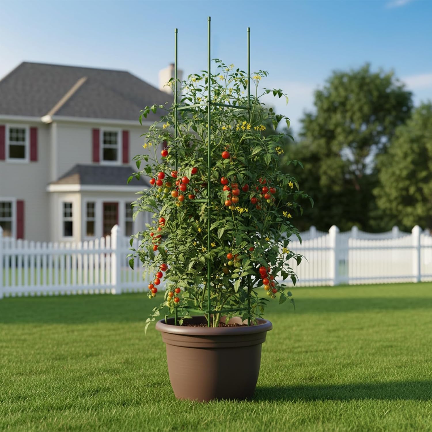 G-LEAF 6 Pack 5ft Tomato Cage for Garden Plant Support, Garden Stakes Tomato Cage, Tomato Cages Plant Stakes for