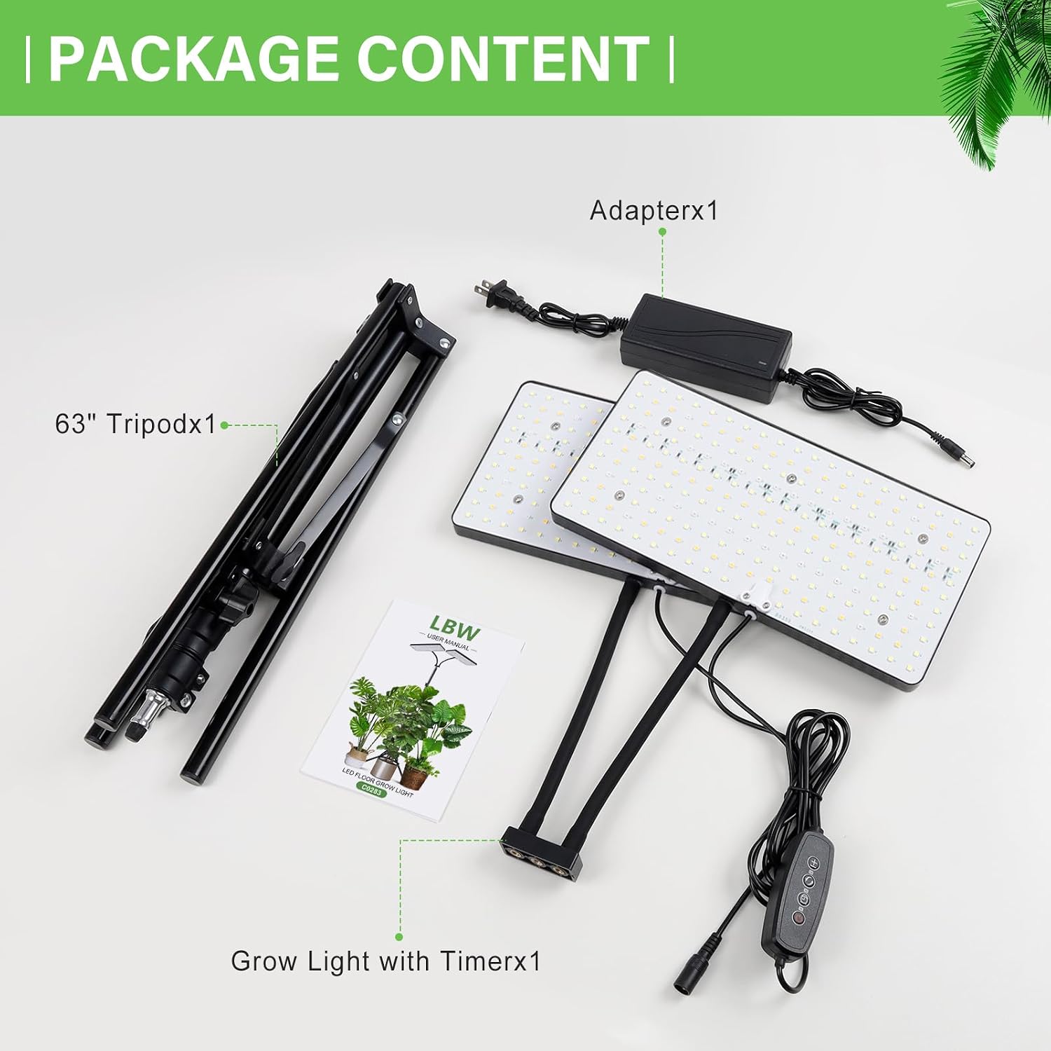 LBW Grow Lights for Indoor Plants, 428 LEDs Full Spectrum Plant Light | 2-Head Grow Lamp, 3/6/12H Timer, 6 Brightness