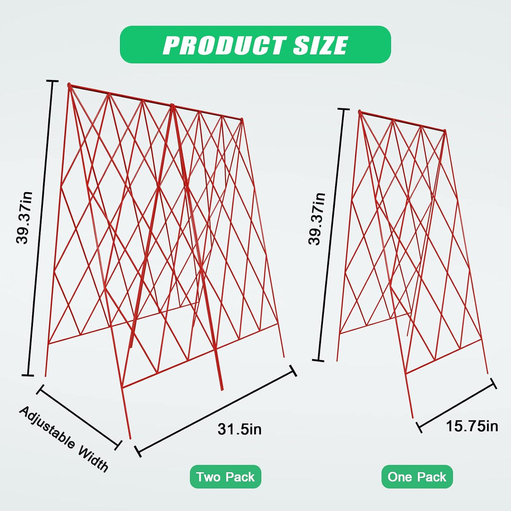 39.4" H Cucumber Trellis, 2 Pack Foldable A Frame Garden Trellis | PVC-Coated Steel Plant Support for Raised Bed