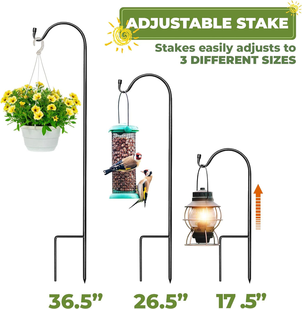 Sorbus® Shepherd's Hooks - Set of 4 Extendable Garden Planter Stakes for Bird Feeders, Outdoor Décor, Plants, Lights