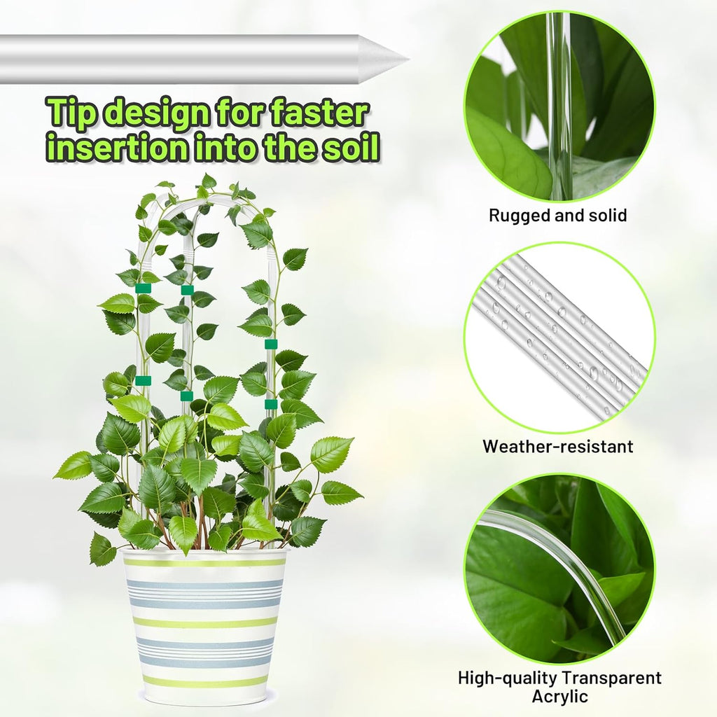 6 Pack U-Shape Acrylic Plant Trellis for Indoor Climbing Plants, 16 Inch Small Plant Trellis, Potted Plant Climber