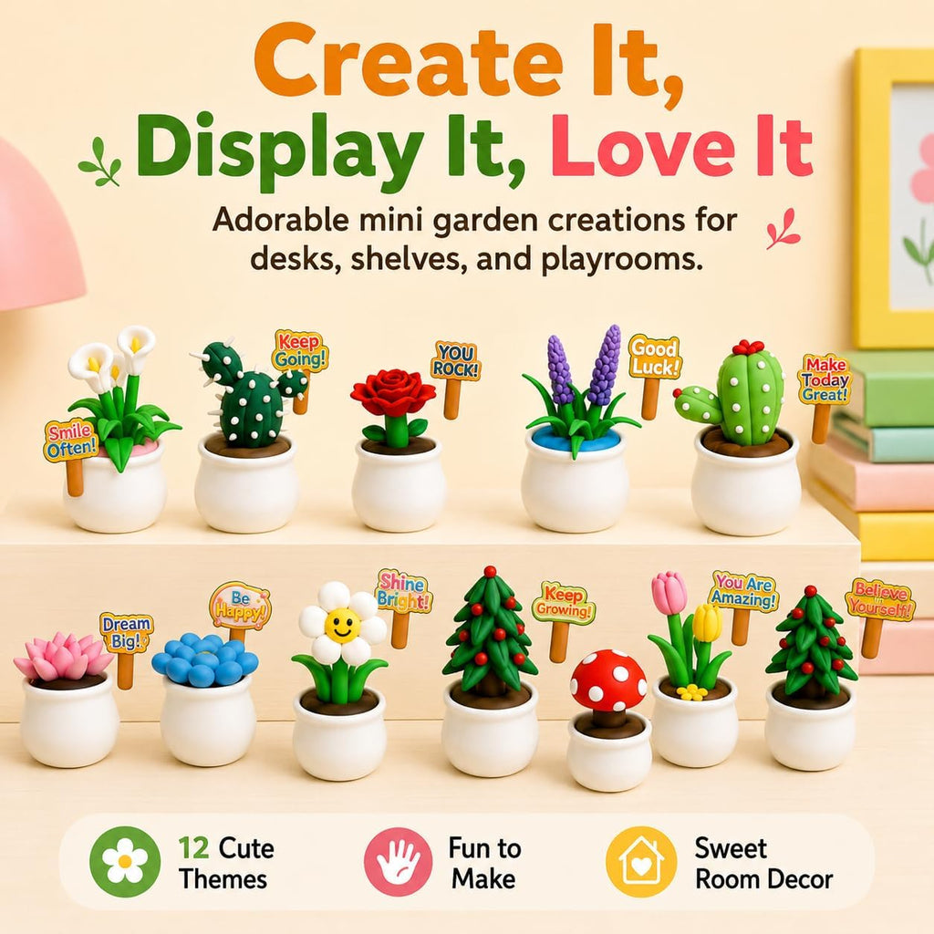 Air Dry Clay Kit for Kids, 12 Plants Modeling Magic Clay Sculpting Tools | Ultra-Light & Soft, Safe and Non-Sticky, DIY