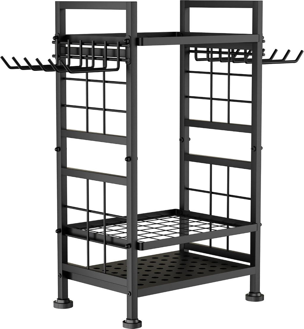 3 Tier Garden Tool Organizer, Garage Storage and Organization, Metal Yard Tools Storage up to 78 Tools, Heavy Duty