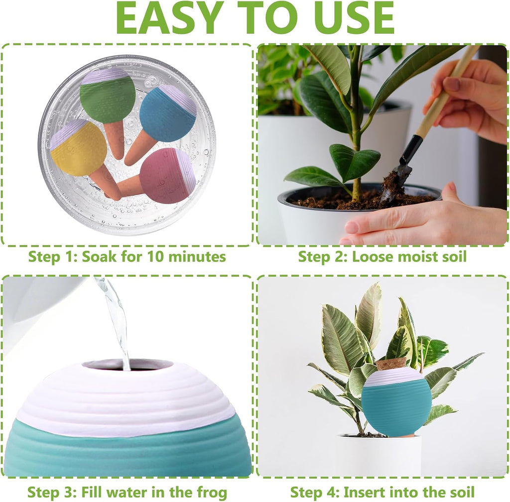 4PCS Plant Watering Globes, Large Terracotta Automatic Watering Stake | Plant Watering Devices with Wooden Stopper for