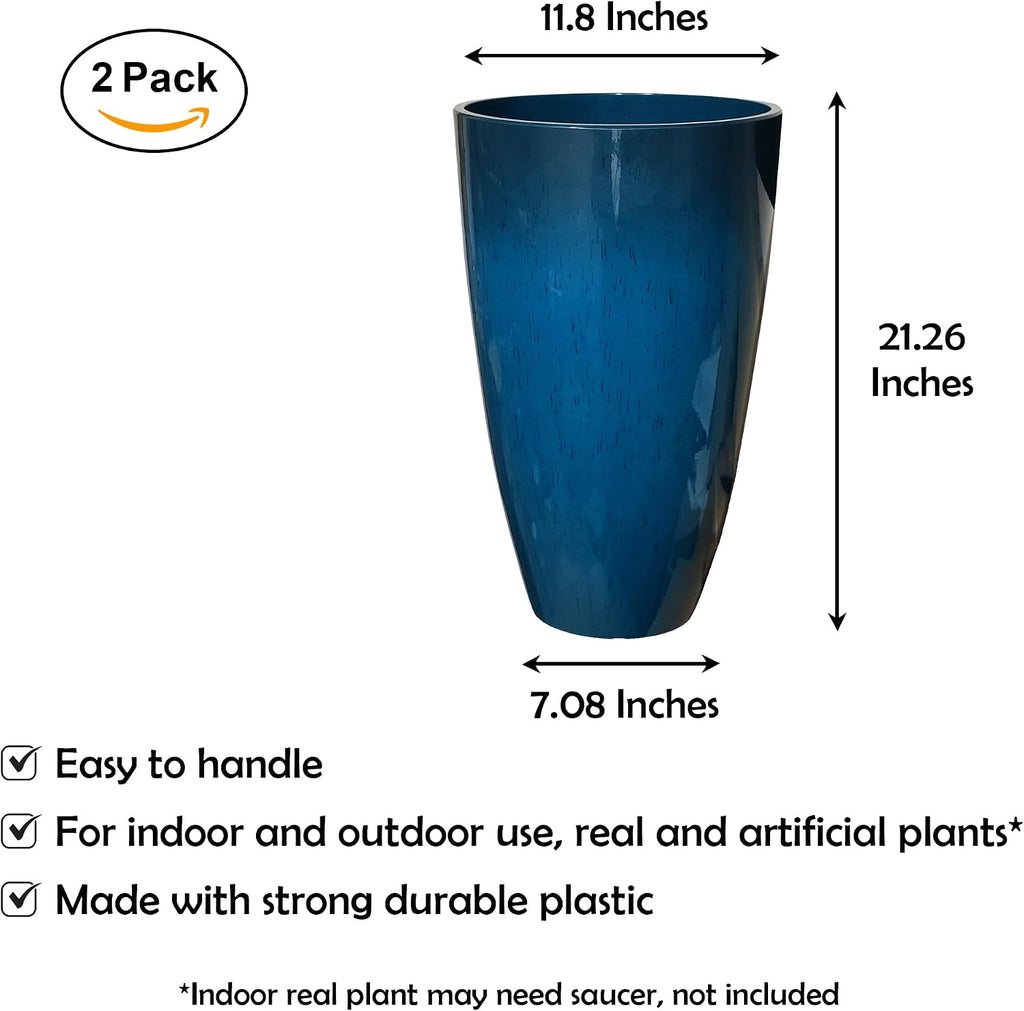 RUBBER BOND Plant Pots 2 Pack - Modern Indoor/Outdoor Planters for Home Decor - Weather-Resistant Large Flower Pots