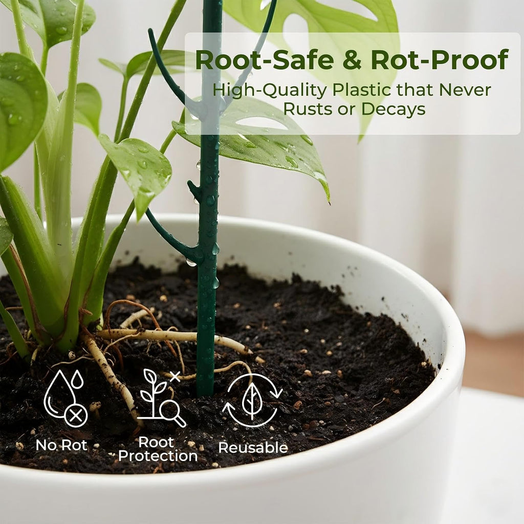 Monstera Plant Support Stakes Indoor - 20 Pack Stackable Garden Trellis for Potted Climbing Pothos Support - Durable