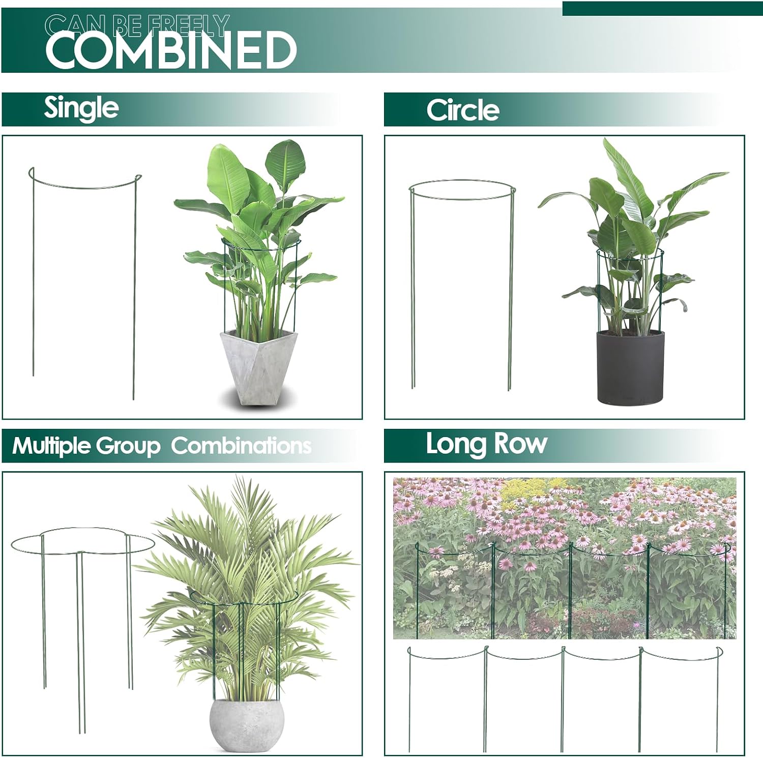 6 Pack 30 inch Plant Support Stakes, Heavy-Duty Half Round Peony Support, Garden Plant Stakes Cage for Outdoor Plants