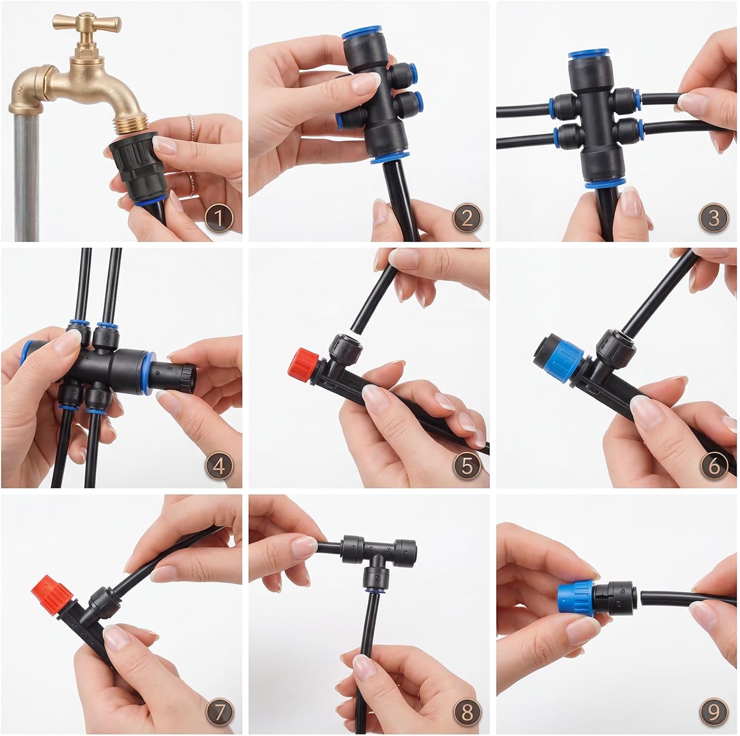 Drip Irrigation System 230FT Quick-Connect Drip Irrigation Kit with 1/4 inch 1/2 inch Irrigation Tubing Hose and