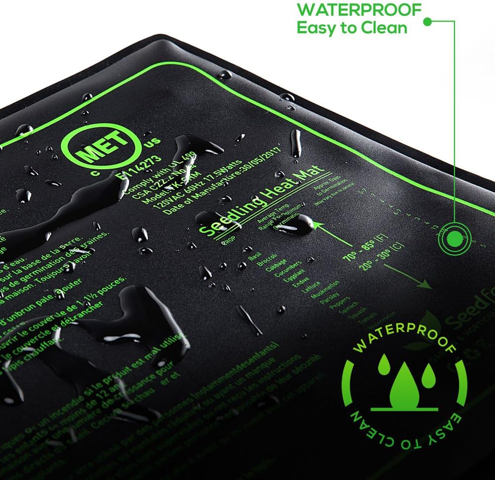 MET Certified Seedling Heat Mat, Seedfactor Waterproof Durable Germination Station Heat Mat, Warm Hydroponic Heating