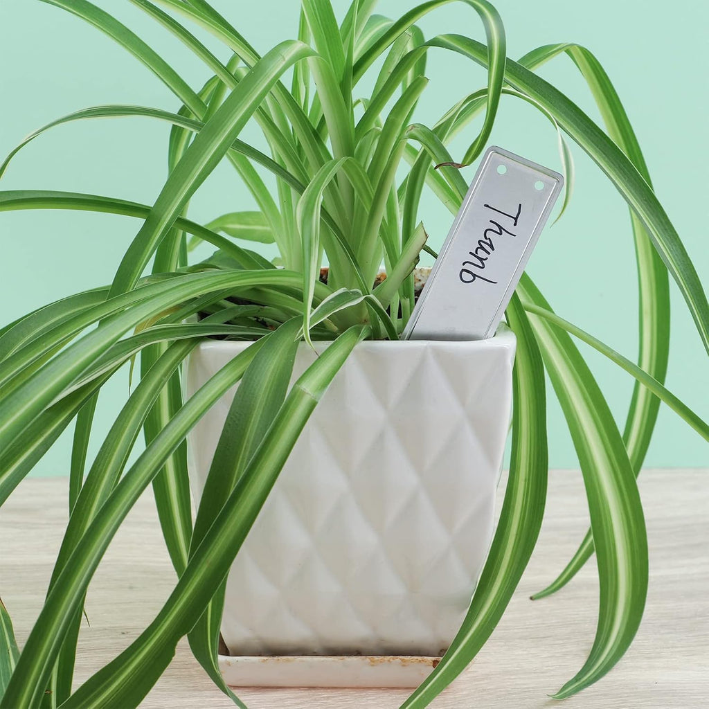200 Aluminum Plant Tags with 200 Metal Wires - Double Sided Write On Metal Labels - Solid Stamping Tags - Waterproof