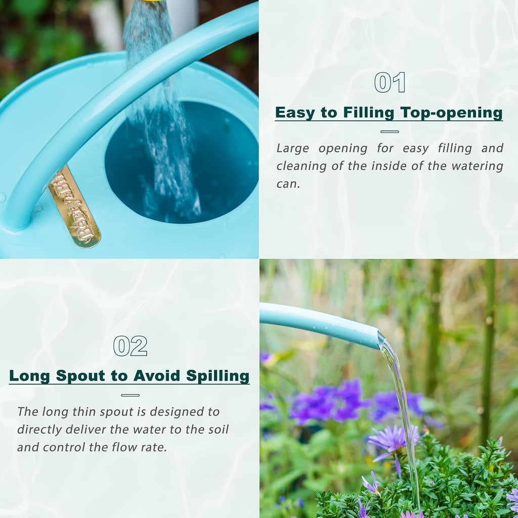 Berry&Bird 2L Long Spout Watering Can, Stainless Steel Water Can (Magnolia) | 2L stainless steel watering can, long