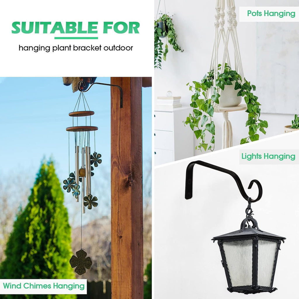 12 Pack Hanging Plant Bracket 7.3 Inches Metal Hook Decorative Straight Hanger for Bird Feeders, Wind Chimes, Flower