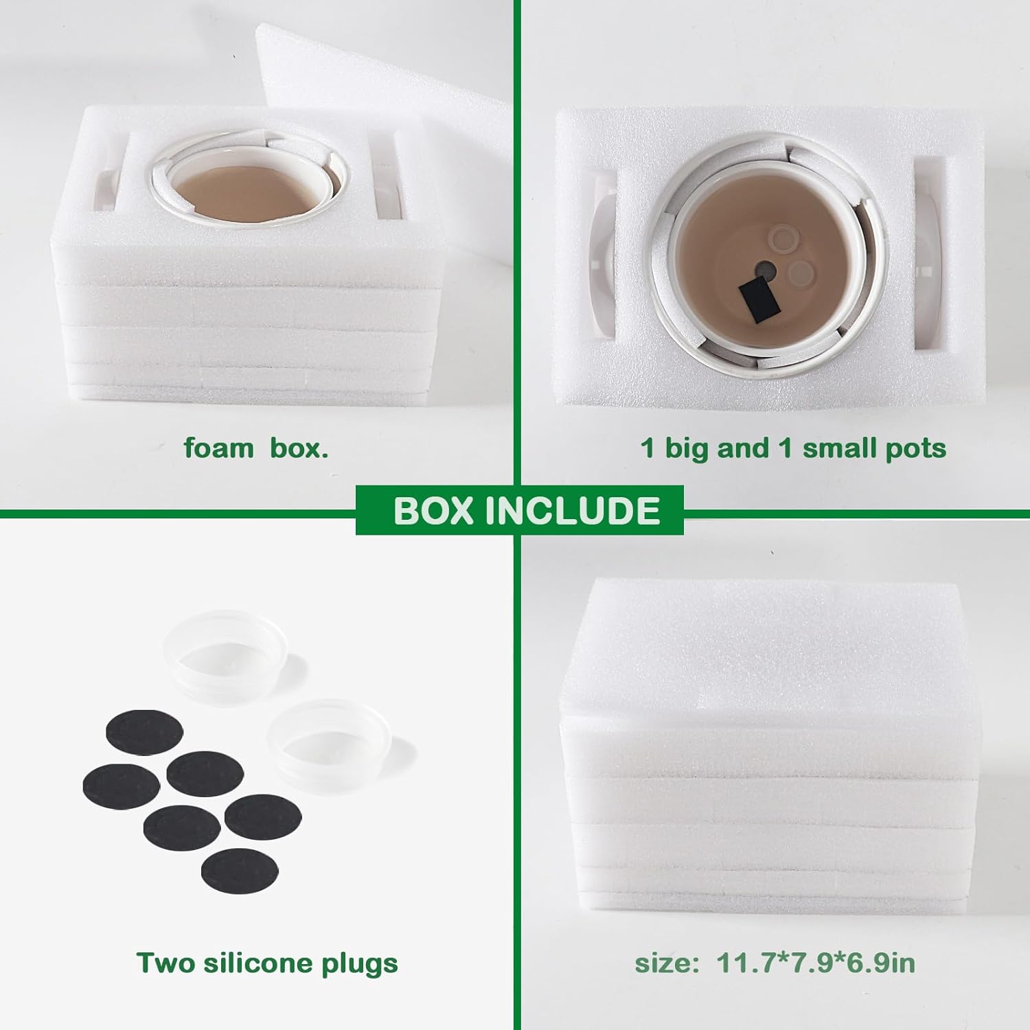 Docrin Ceramic Plant Pots Set of 2 (6.6"+5.5"), High-Fired Clay Indoor Planters with Drainage Holes & Saucer, Honeycomb