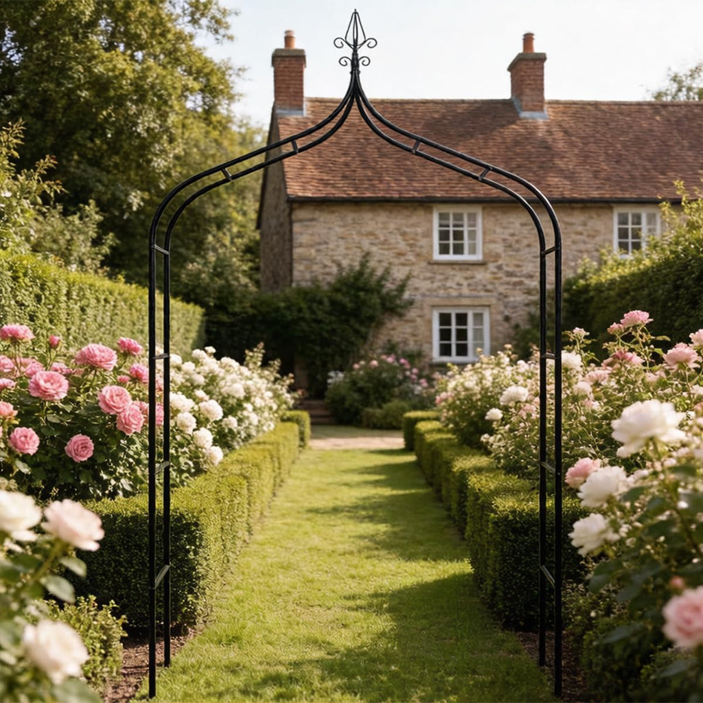 Thick Gothic Pointed Metal Garden Arch Rust-Proof for Climbing Vines Roses | 8.5 ft H x 4.8 ft W, 16mm Steel Tube Arbor