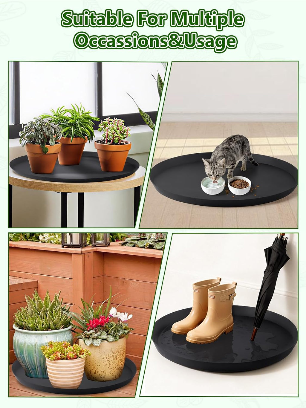 Kalolary 2 Pack Plant Saucer for Potted Plant 20 Inch Plant Pot Saucers | Silicone Plant Trays Plant Saucer Growing