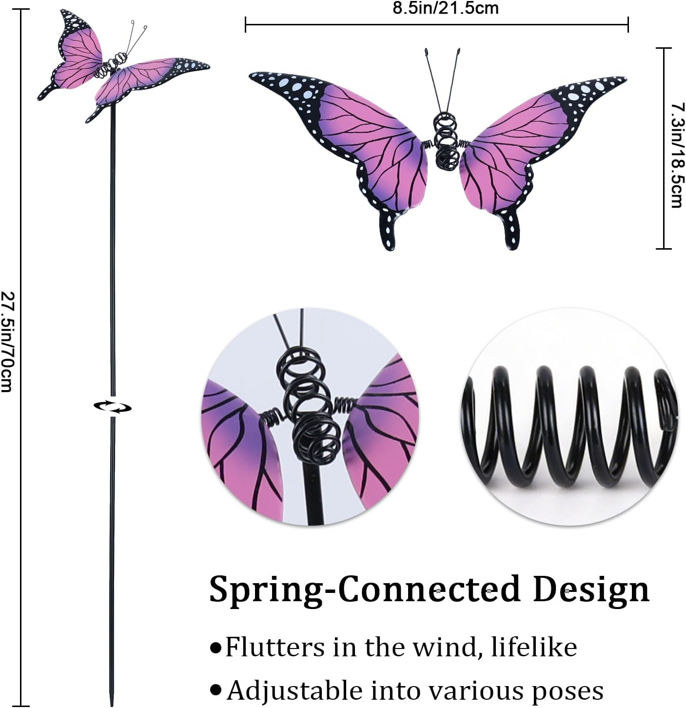 hogardeck Garden Decor for Outside, Set of 4 Metal Butterfly Decorative Garden Stakes for Spring Decor, Yard Art Garden