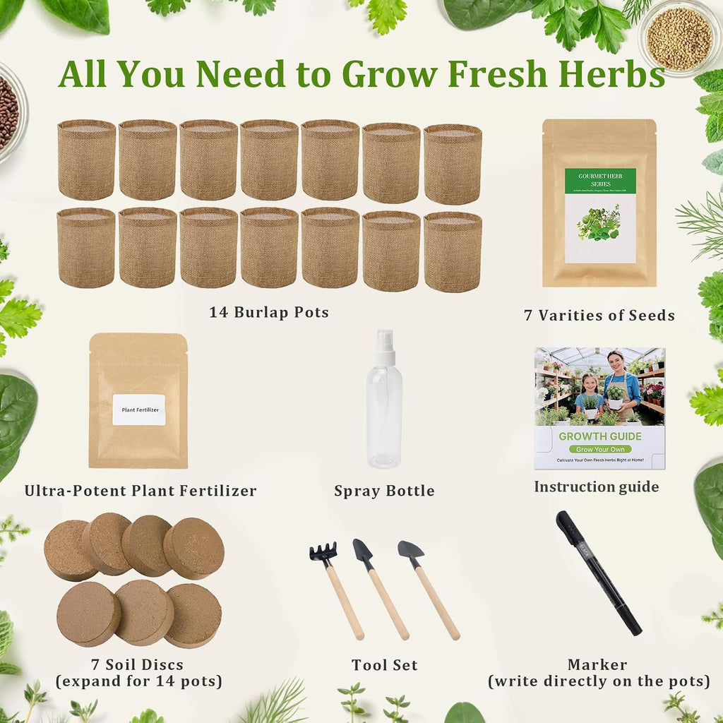 Herb Indoor Window Garden Kit - House Plants Seeds - Best Unique Christmas Gift Ideas for Women, Friend, Birthday