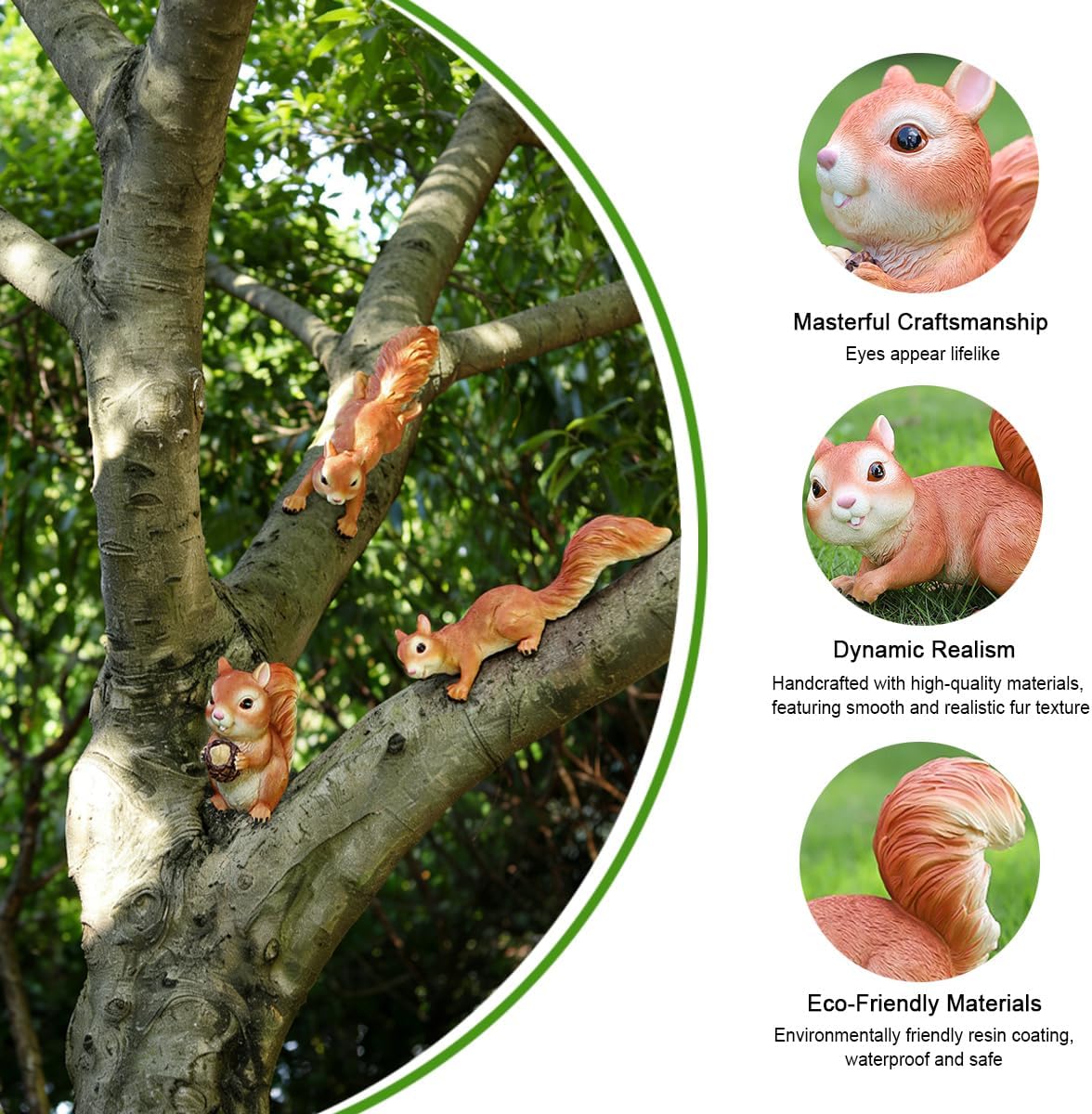 Squirrel Garden Statue Outdoor Decor, 13.8''(L)Resin Squirrel Figurine | Resin Squirrels Sculpture Decoration for Yard