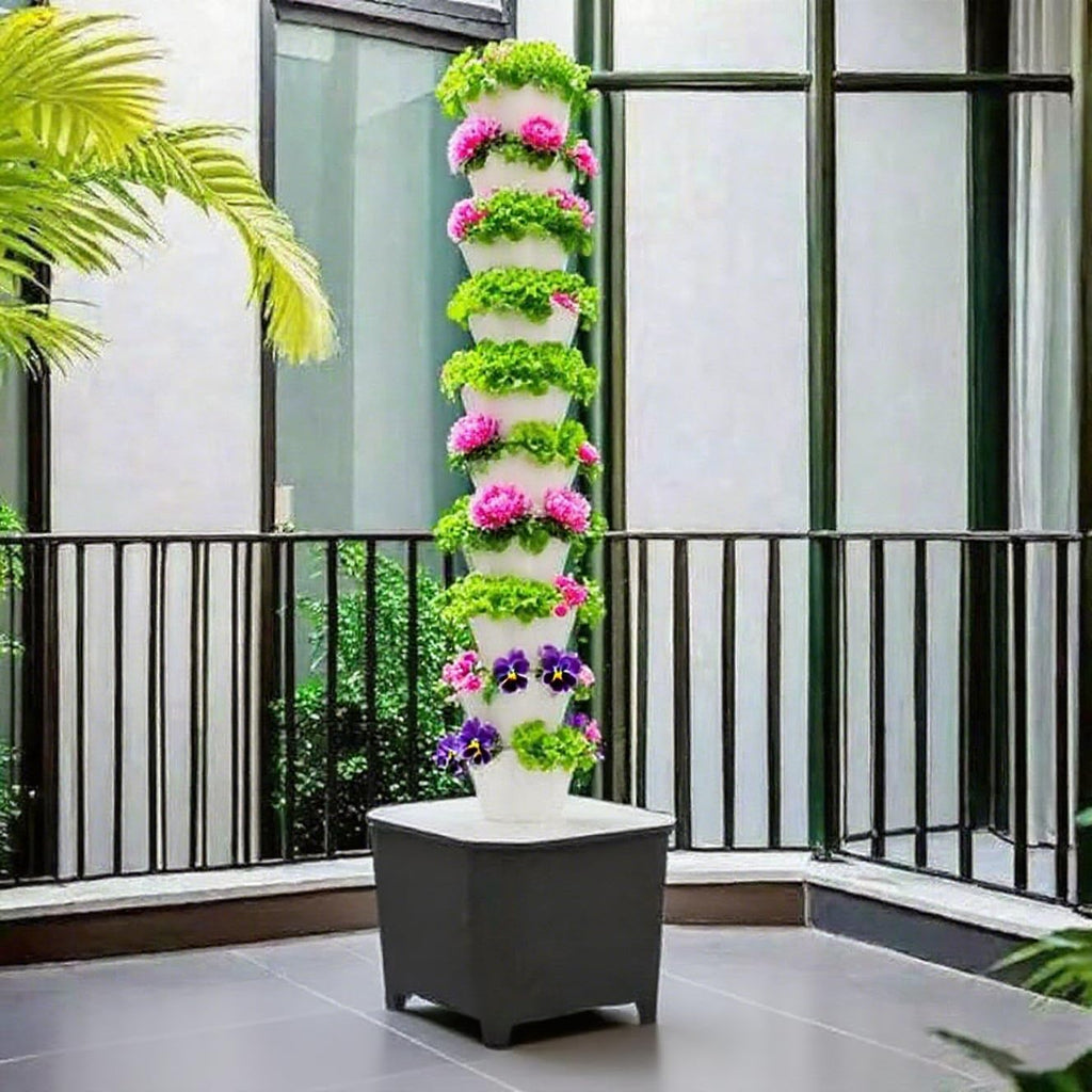 TIRUSSS Hydroponic Growing System Kit, Aeroponic Tower 50 Hole Garden Vertical Vegetable Planting System with Pump and