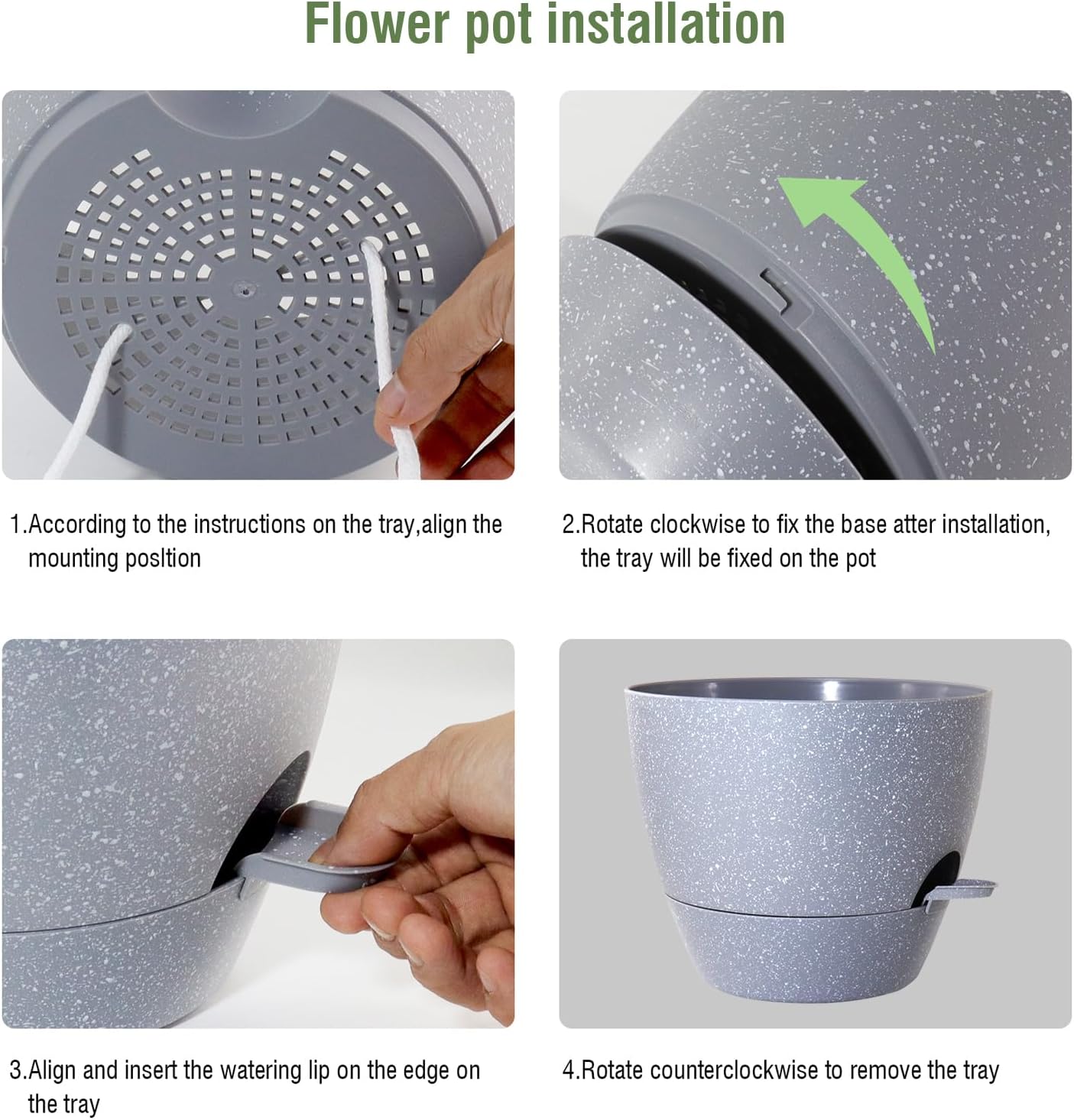 WSMKSZ 12 inch Large Self Watering Pots, Planter, Plant Pots with Mesh Drainage Holes for Indoor Outdoor House Plants