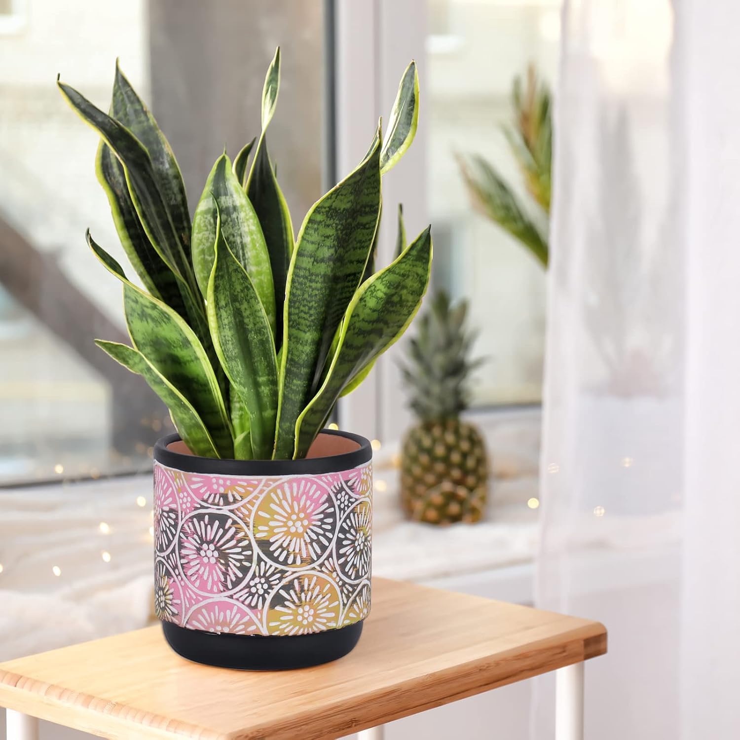 DeeCoo 3 Piece Ceramic Plant pots with Drainage Holes, 5.7/4.7/3.5/inch, Modern Decorative Indoor/Outdoor Flower Pots