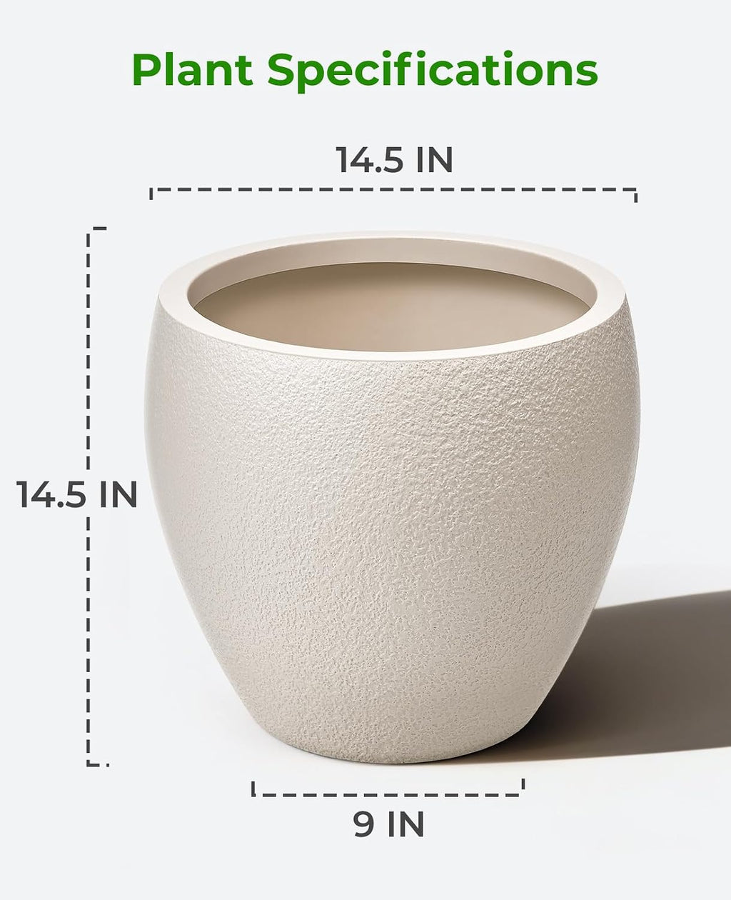 14.5 Inch Large Plastic Flower Pot with Drainage for Plants | Heavy-duty floor planter with a removable rubber plug