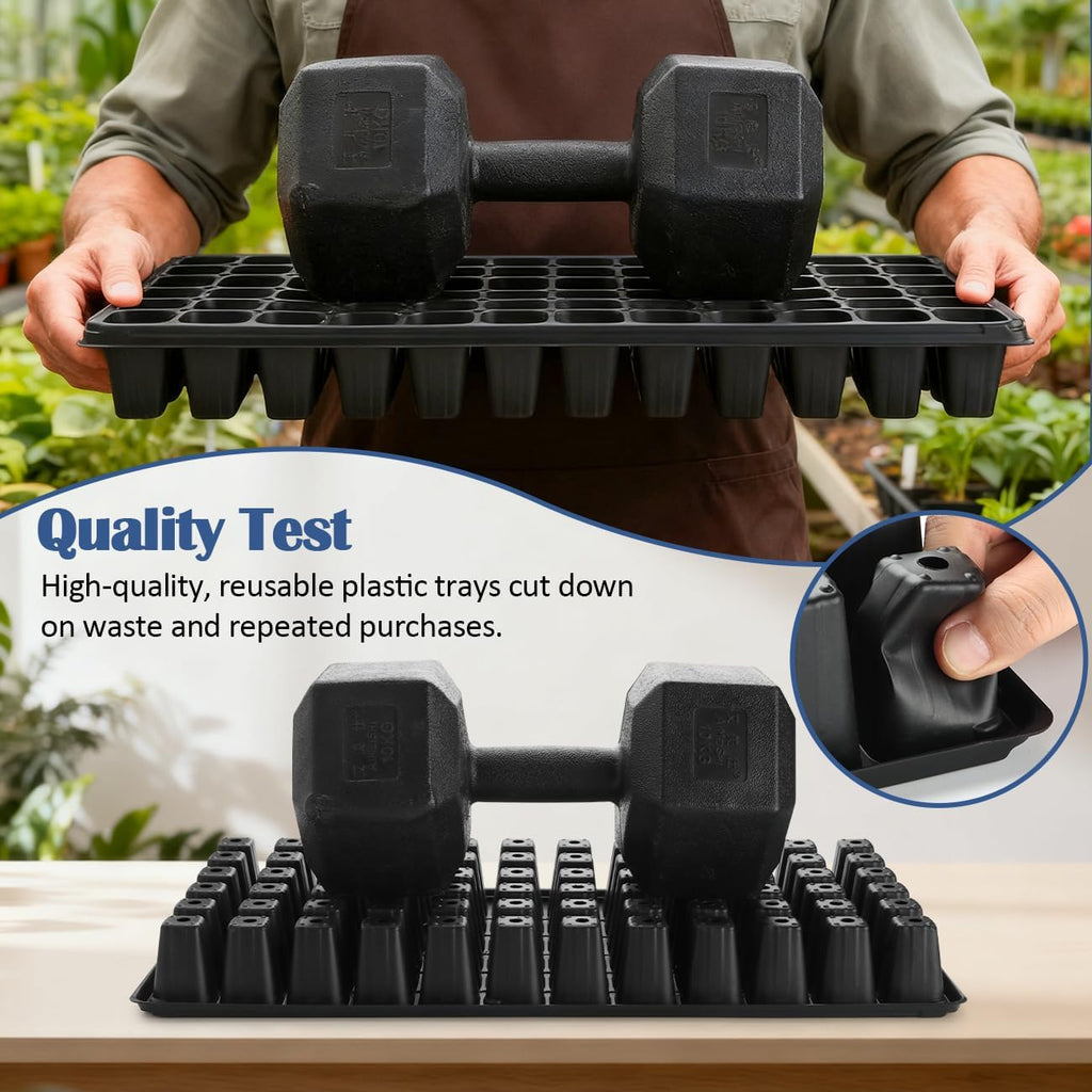 4-Pack 1020 Trays with Grow Light & 72 Cell Plug & 6.3" Tall Humidity Domes | Heavy Duty Plant Germination Kit for Seed
