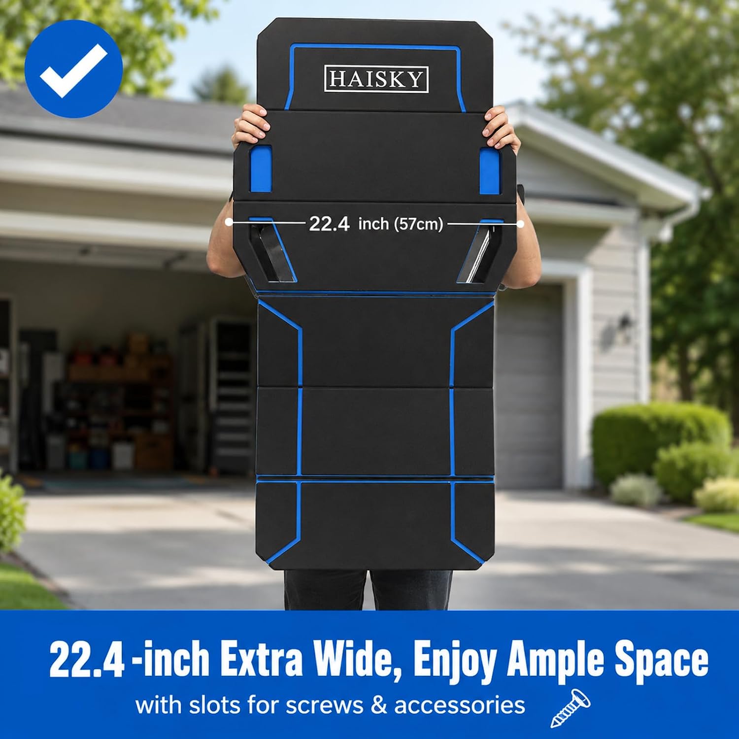 Foldable Mechanic Kneeling Pad,22.44" Wide EVA Foam Mat,1 Pack,Blue | 1.2" Thick High Density Cushioning Foam Kneeling
