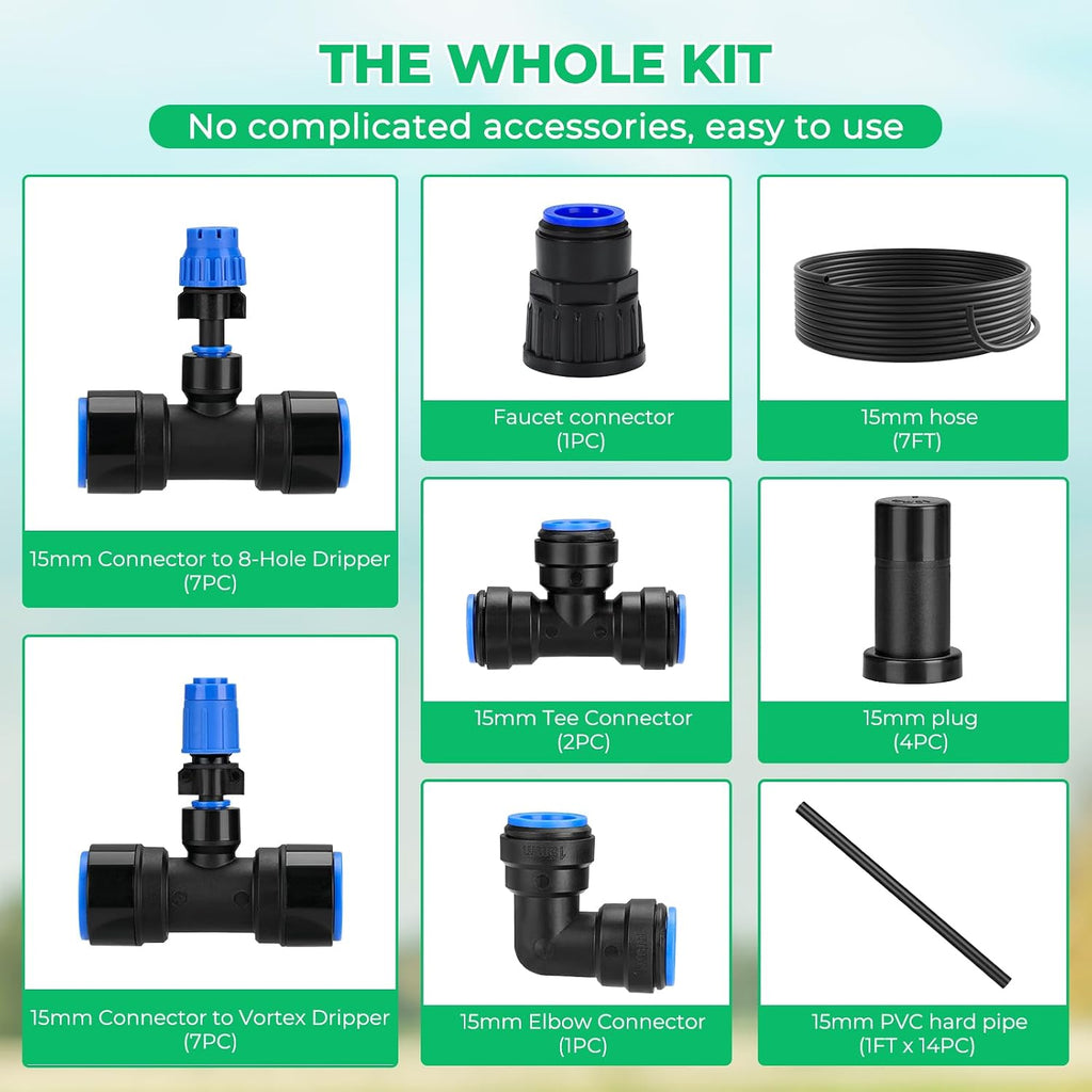 HIRALIY Raised Bed Drip Irrigation Kit, Medium | For Flower Bed up to 3 x 8FT, Garden Irrigation System