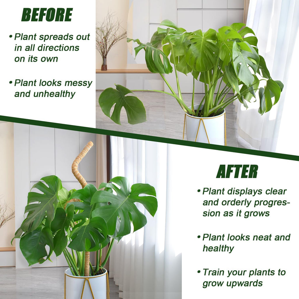 Moss Pole 31.5 Inch, 6 Pack Bendable Moss Pole for Plants Monstera, Moss Poles for Climbing Plants Indoor, Coconut