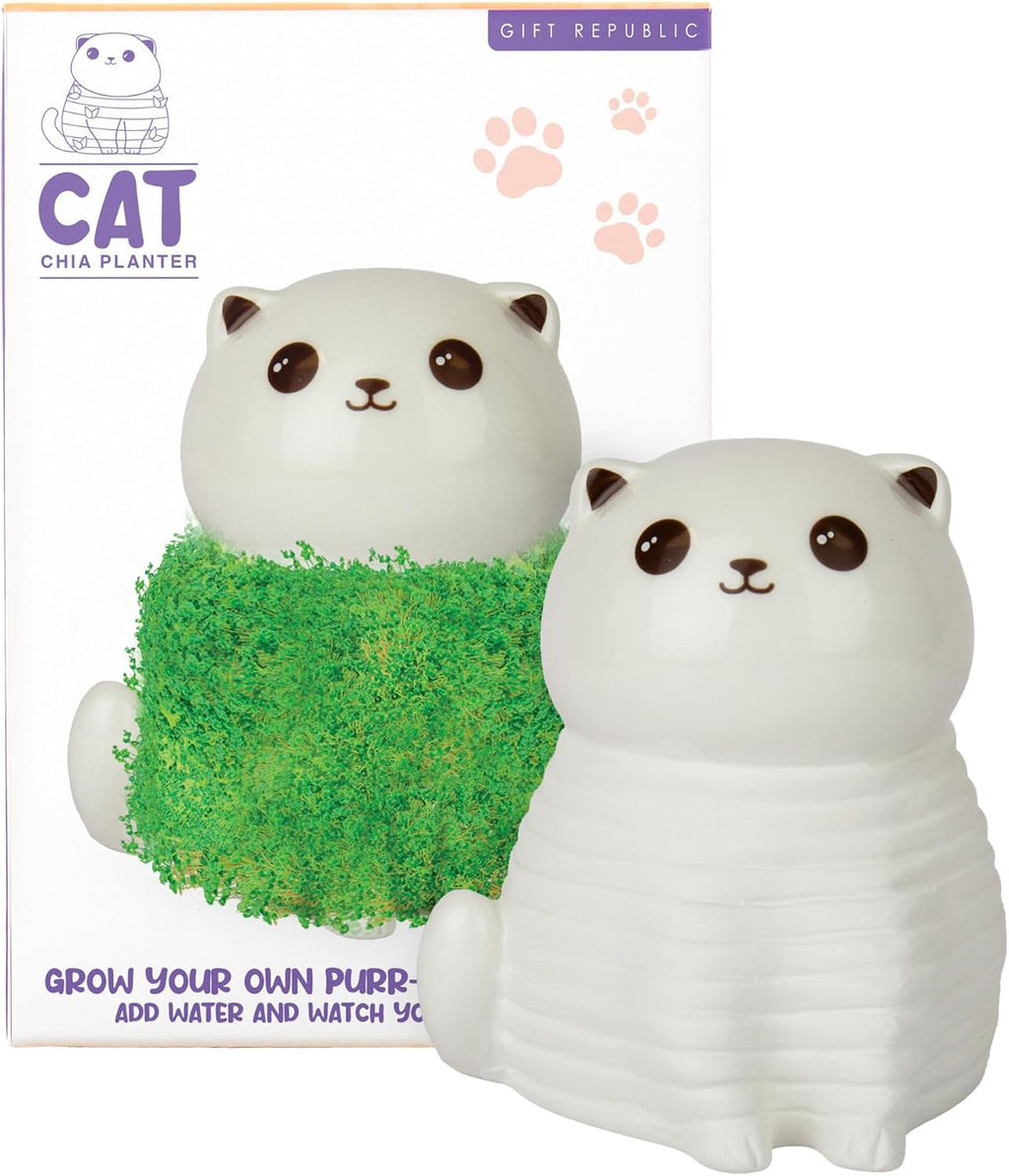 Gift Republic Cat Chia Planter Desktop Sprouting Chia Animal Fun Grow Kit