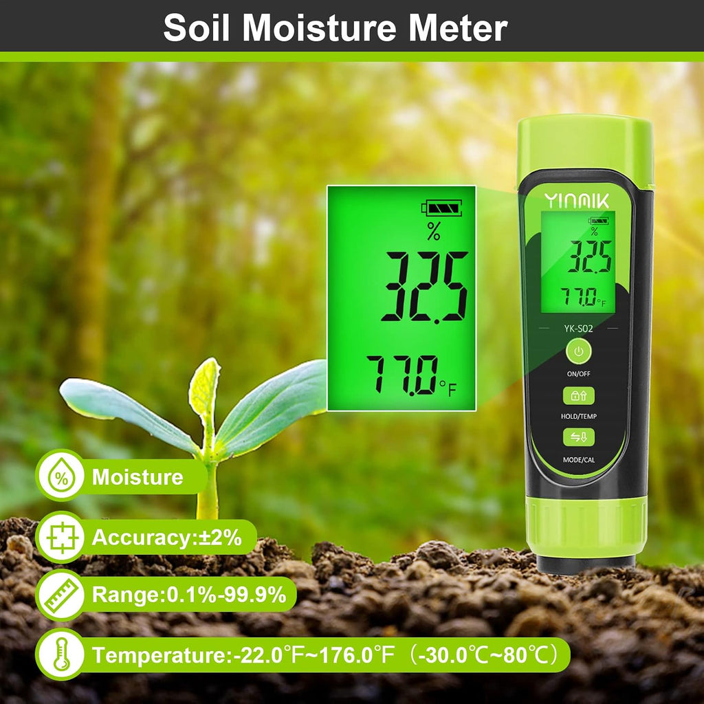 Digital Soil Moisture Meter,Direct Soil EC Meter,3 in 1 Soil Hygrometer EC Indoor Plant Soil Moisture Meter for