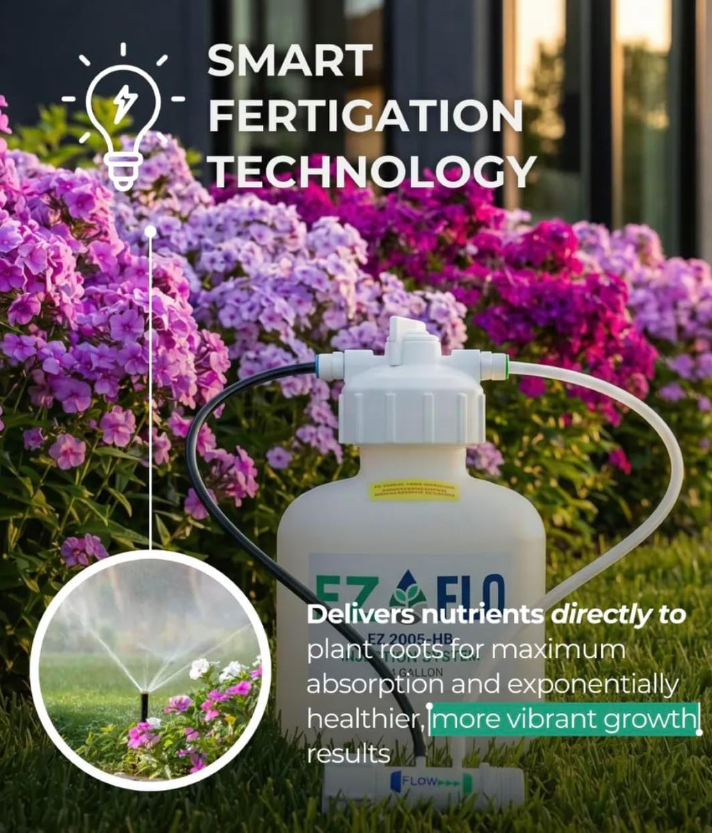 EZ-FLO 3/4 Gallon Hose‑Bib & Drip Fertilizer Injector | Low‑Pressure Garden Feeder for On/Off Flow & Drip Irrigation