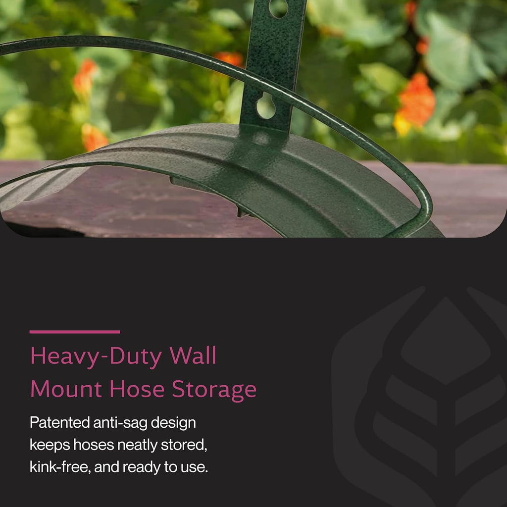 Yard Butler Heavy Duty Wall-Mounted Hose Hanger - Classic Design, Green | Heavy Duty Wall-Mounted Hose Hanger, Holds Up