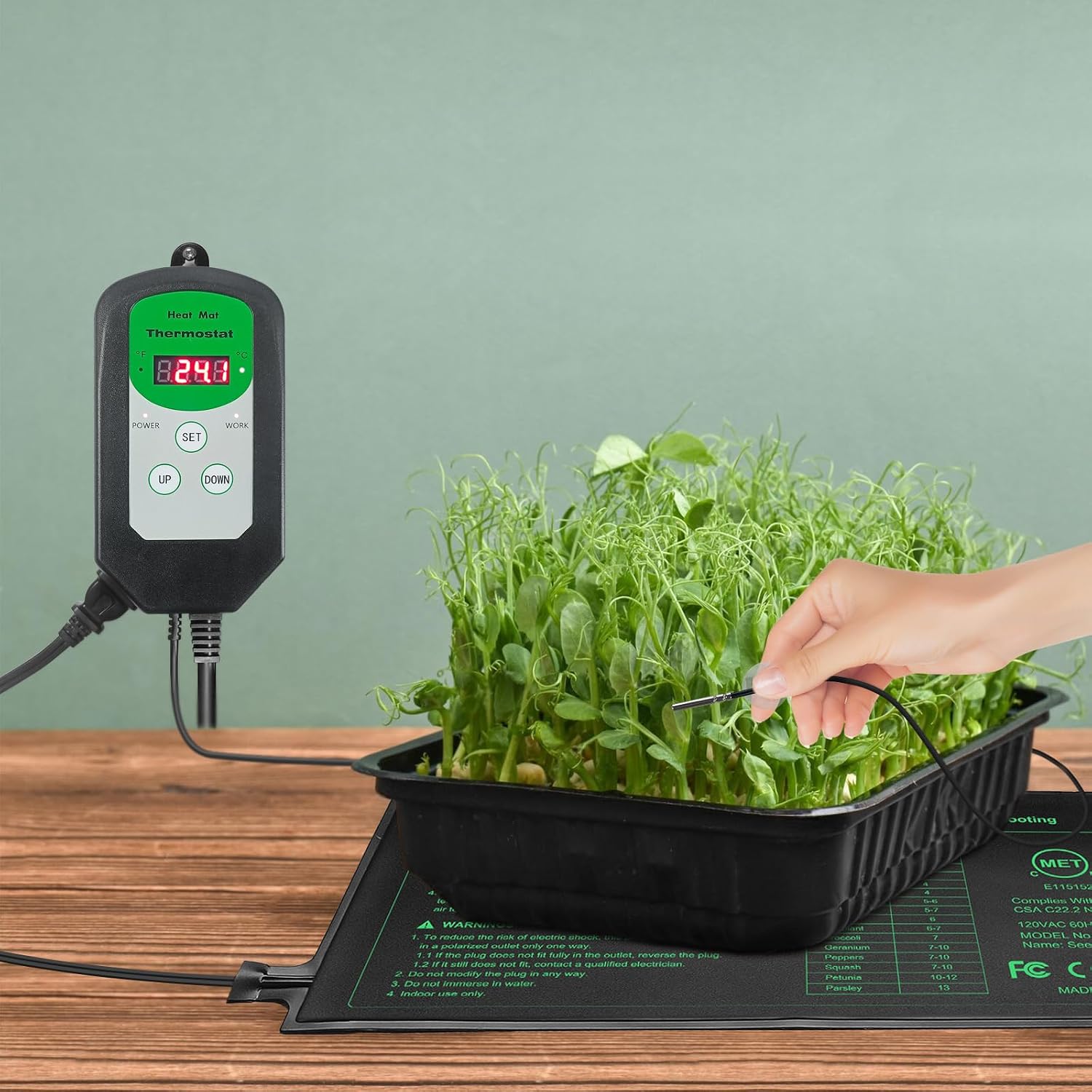 Seedling Heat Mat and Digital Thermostat Combo Set, MET-Certified Plants Heating Mat Warm Hydroponic,Germination