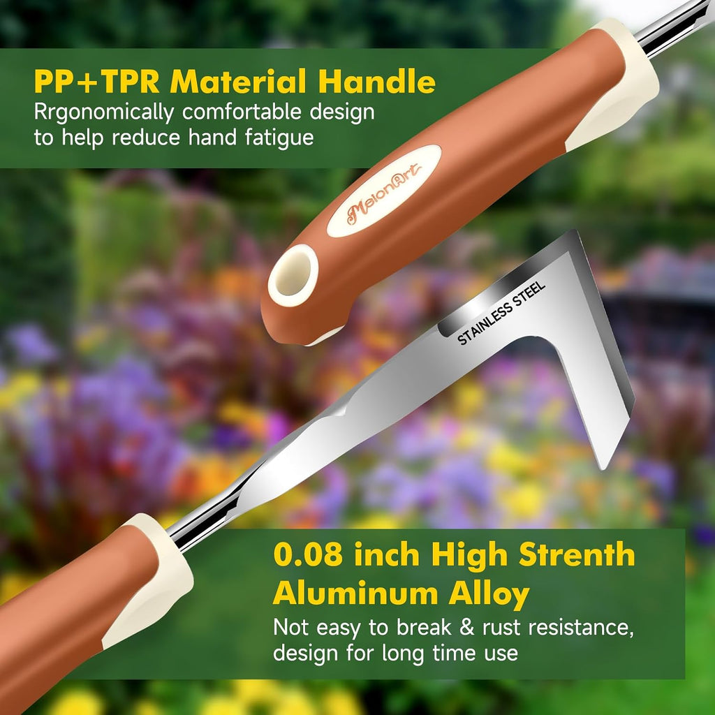 MelonArt Garden Tool Set,10 Pcs Heavy Duty Gardening Hand Tool Kit for Women Aluminum with Non Slip Ergonomic Handle