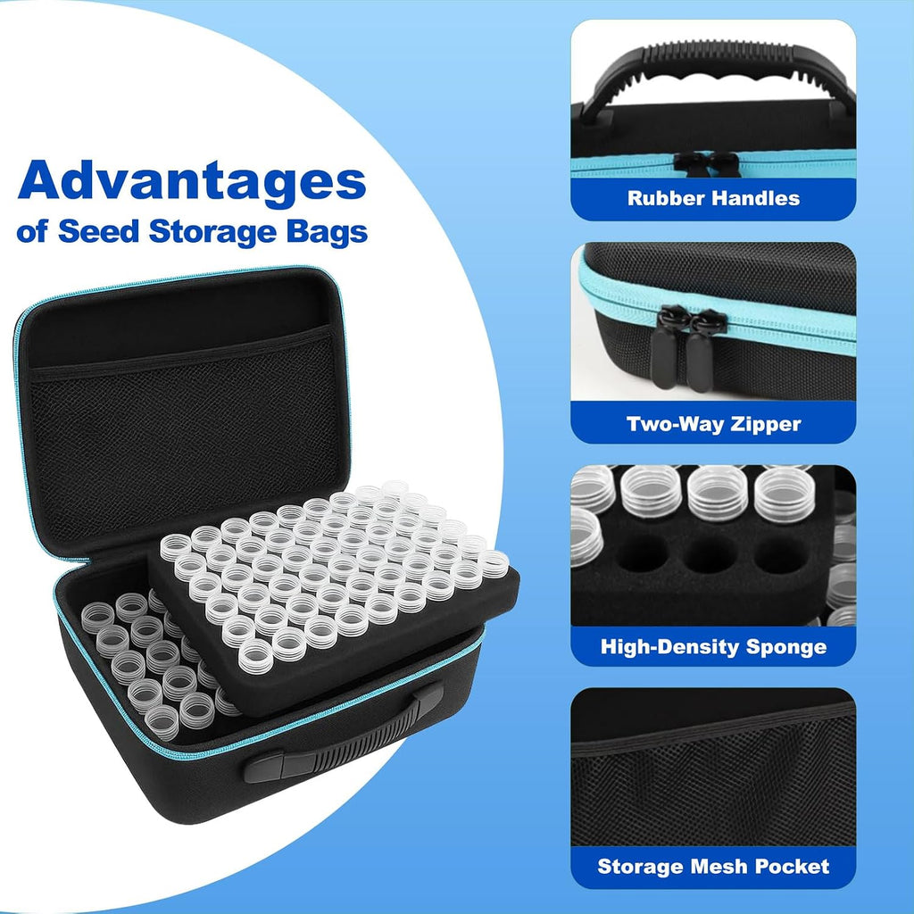 Seed Storage Organizer Box with 120 Slots, Airtight Seed Saver Kit with 25 Craft Envelopes, Funnel and Tweezers