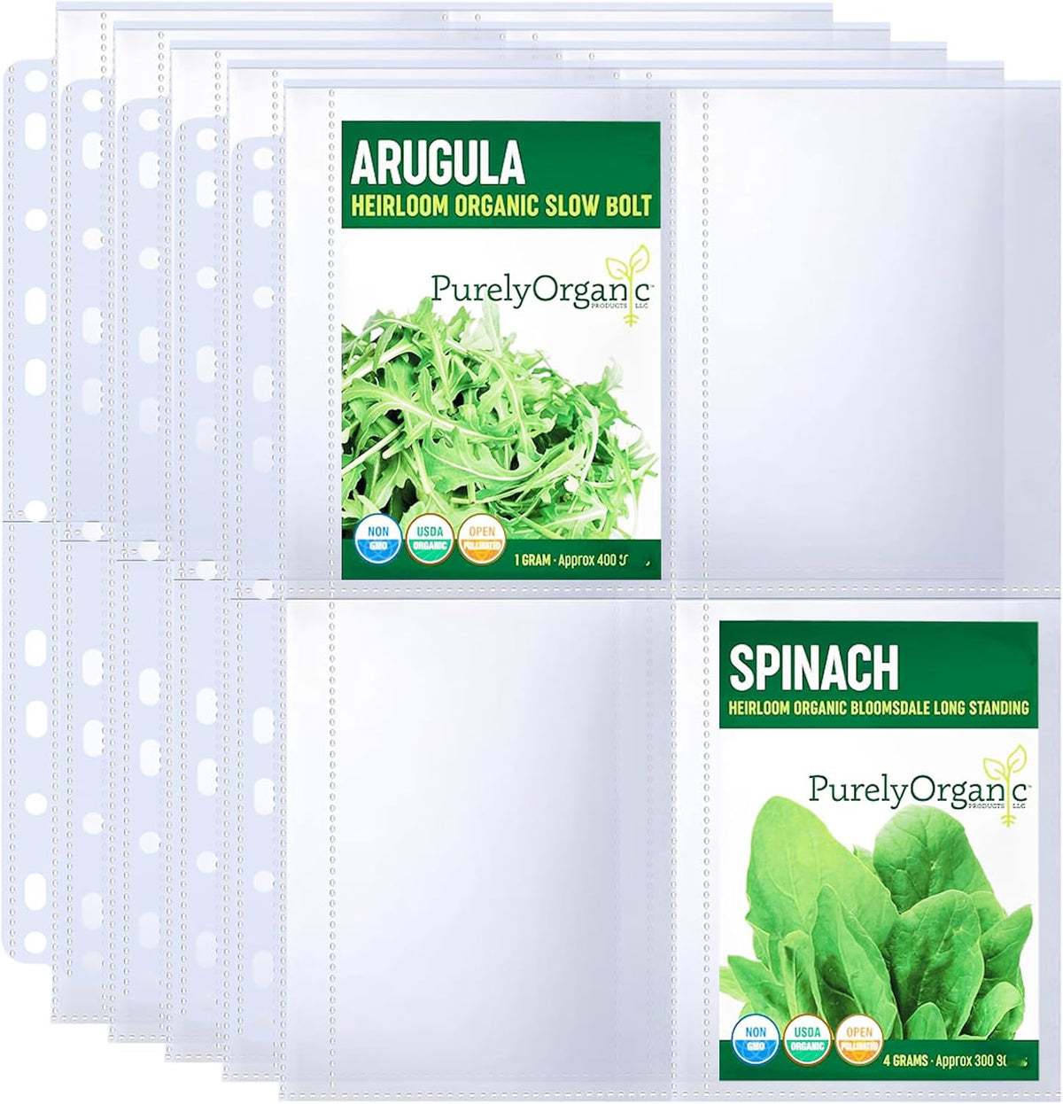 MUQING 60 Pack 240 Pockets Seed Packet Sleeves, Slot Size 3.5"x 5"