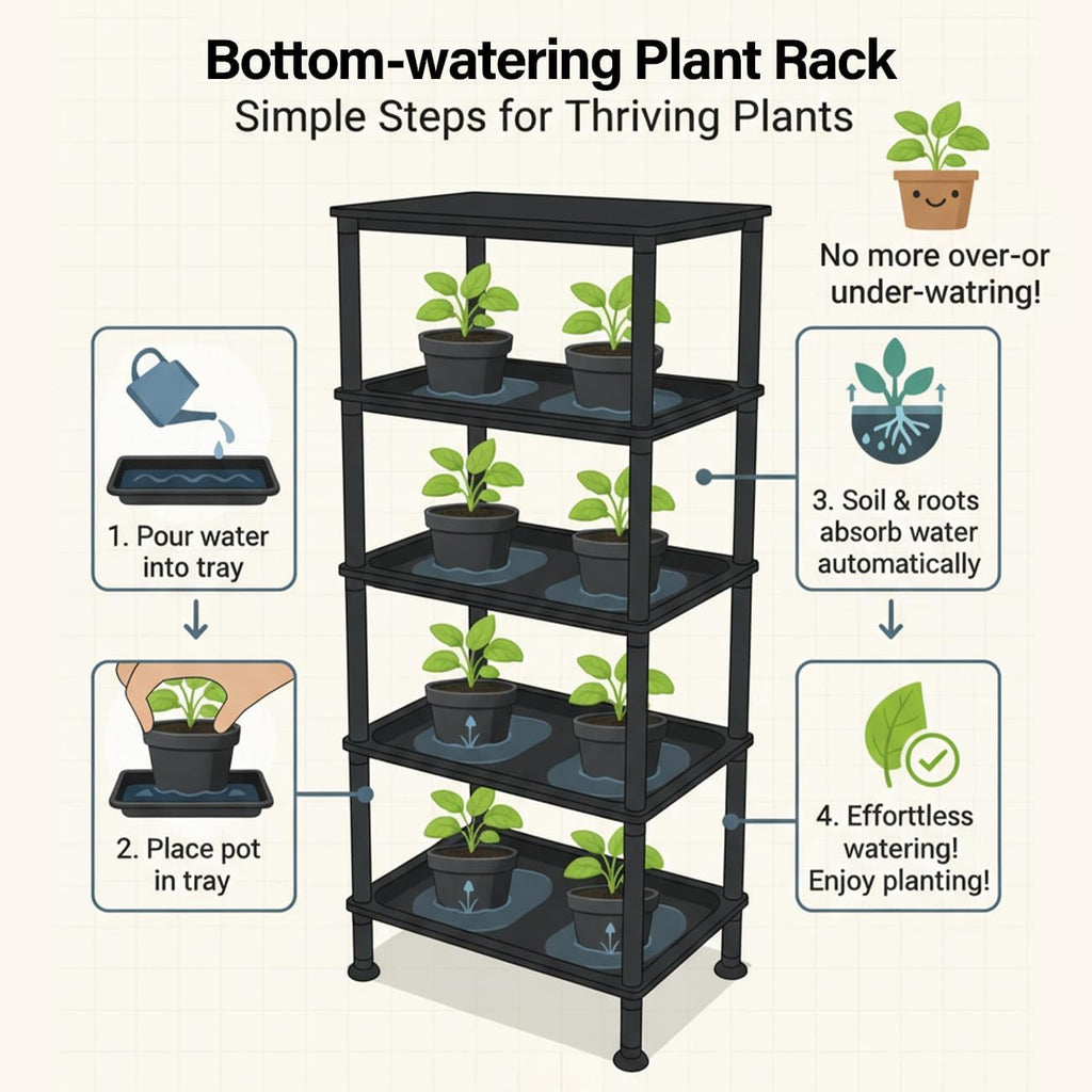RooTrimmer 5-Tier Seed Starter Trays, Plant Stand, with Bottom-Watering Design– Reinforced Thickened Shelf for Small