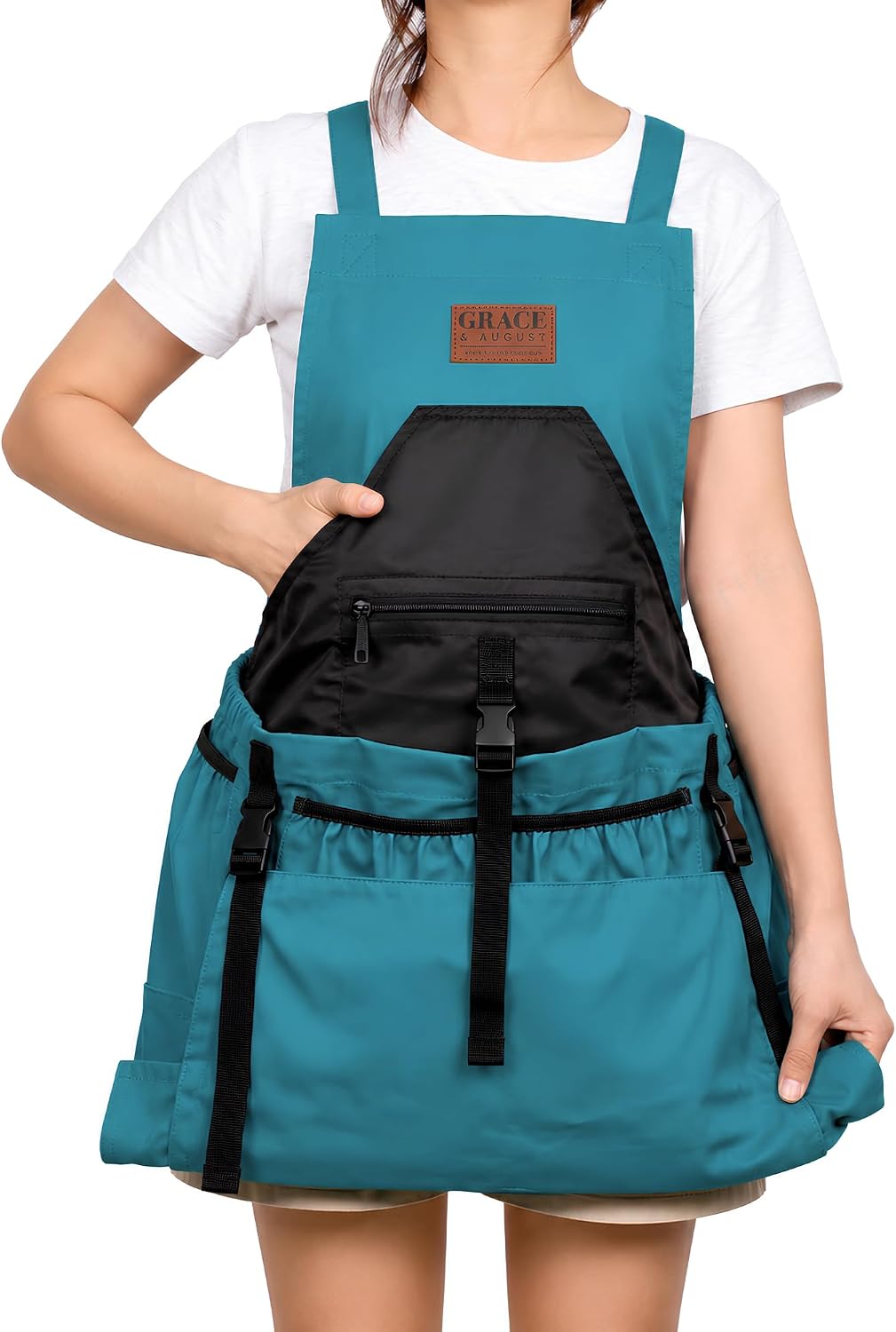 Grace and August Gardening Apron with Pockets for Women & Men - Garden Apron 7 Pockets & Internal Drawstring Bag - Great Gift