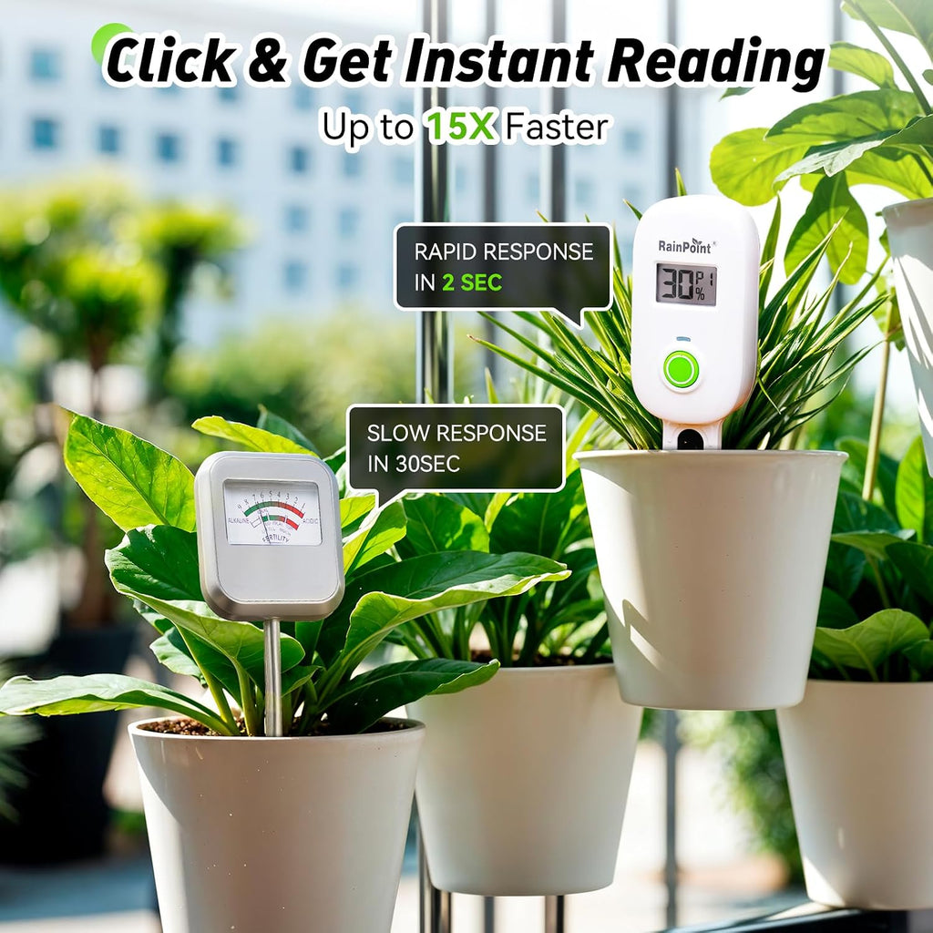 RAINPOINT Smart Digital Wireless Plant Moisture Meter Houseplants Indoor WiFi Hub Kit with Low/High Moisture