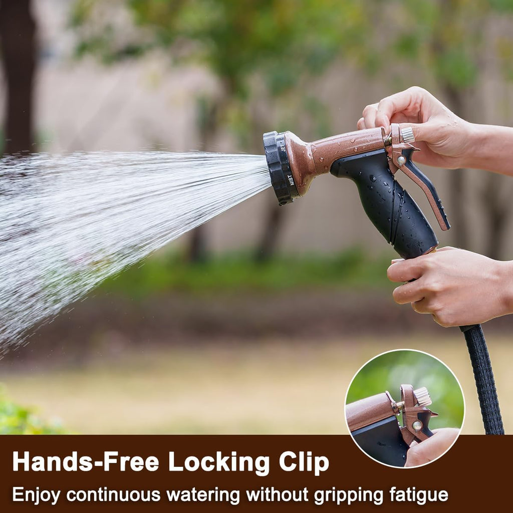 FANHAO 7 Spray Patterns Metal Garden Hose Nozzle with Lockable Trigger | Rustproof Hose Sprayer Nozzle Heavy Duty